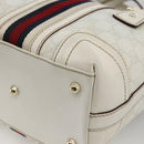 GUCCI GG Supreme Sherry Line Ophidia Hand Bag PVC White Gold 153028 Auth YKZ923-12