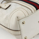 GUCCI GG Supreme Sherry Line Ophidia Hand Bag PVC White Gold 153028 Auth YKZ923-13