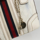 GUCCI GG Supreme Sherry Line Ophidia Hand Bag PVC White Gold 153028 Auth YKZ923-14