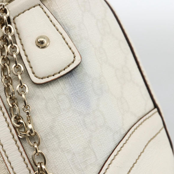 GUCCI GG Supreme Sherry Line Ophidia Hand Bag PVC White Gold 153028 Auth YKZ923
