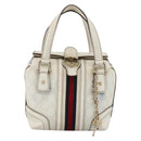 GUCCI GG Supreme Sherry Line Ophidia Hand Bag PVC White Gold 153028 Auth YKZ923-2