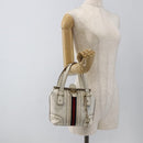 GUCCI GG Supreme Sherry Line Ophidia Hand Bag PVC White Gold 153028 Auth YKZ923-24