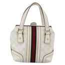 GUCCI GG Supreme Sherry Line Ophidia Hand Bag PVC White Gold 153028 Auth YKZ923-3