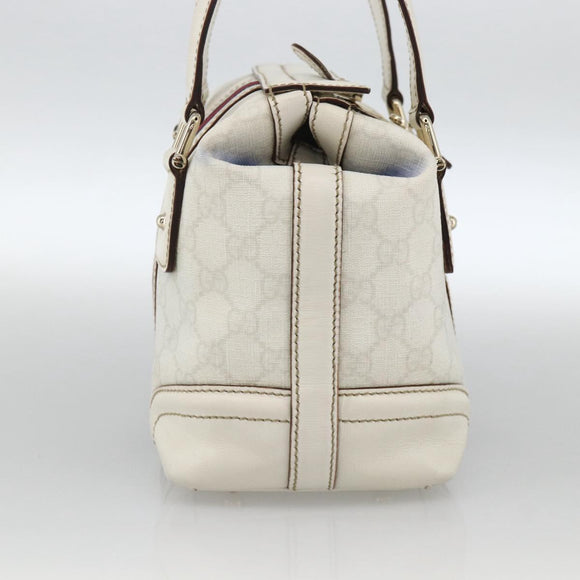 GUCCI GG Supreme Sherry Line Ophidia Hand Bag PVC White Gold 153028 Auth YKZ923