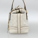 GUCCI GG Supreme Sherry Line Ophidia Hand Bag PVC White Gold 153028 Auth YKZ923-5