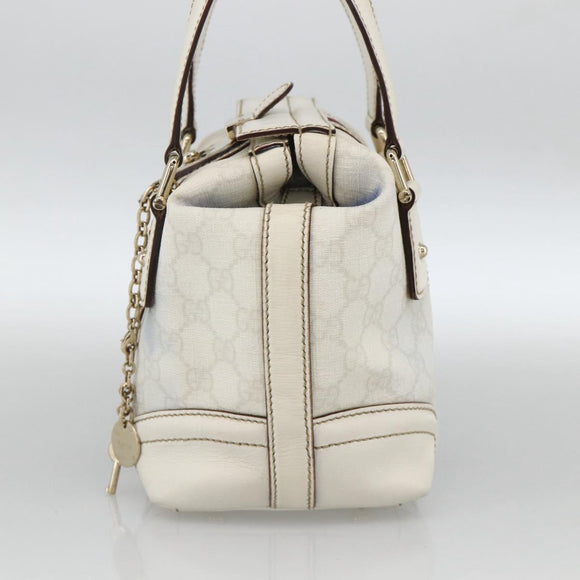 GUCCI GG Supreme Sherry Line Ophidia Hand Bag PVC White Gold 153028 Auth YKZ923