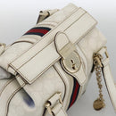 GUCCI GG Supreme Sherry Line Ophidia Hand Bag PVC White Gold 153028 Auth YKZ923-6