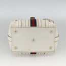GUCCI GG Supreme Sherry Line Ophidia Hand Bag PVC White Gold 153028 Auth YKZ923-9