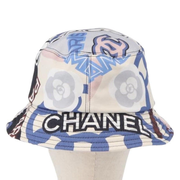 CHANEL Hat Cotton White CC Auth YKZ930M