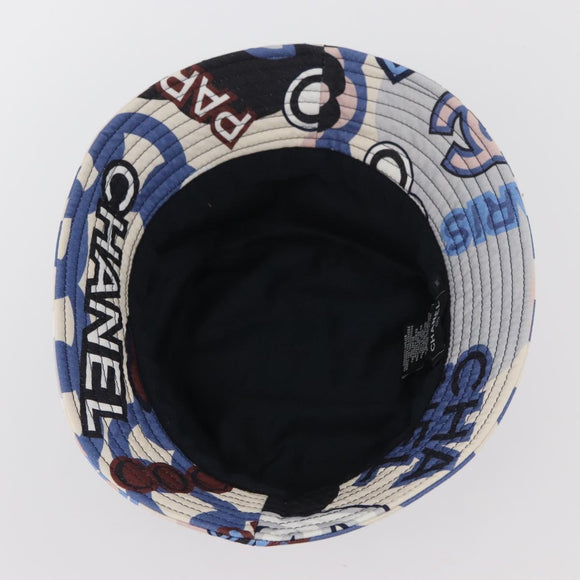 CHANEL Hat Cotton White CC Auth YKZ930M