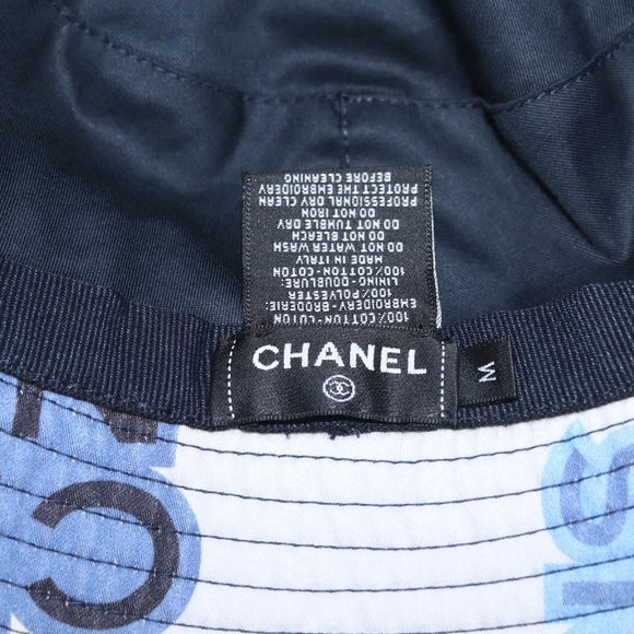 CHANEL Hat Cotton White CC Auth YKZ930M