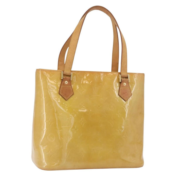 LOUIS VUITTON Monogram Vernis Houston Hand Bag Beige M91004 LV Auth YKZ943