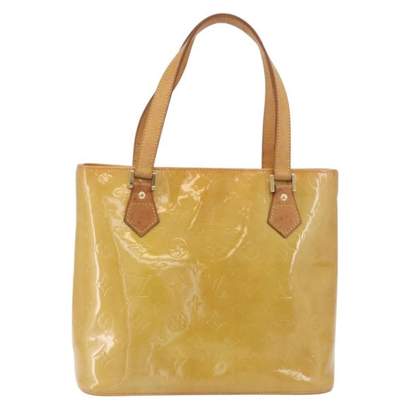 LOUIS VUITTON Monogram Vernis Houston Hand Bag Beige M91004 LV Auth YKZ943