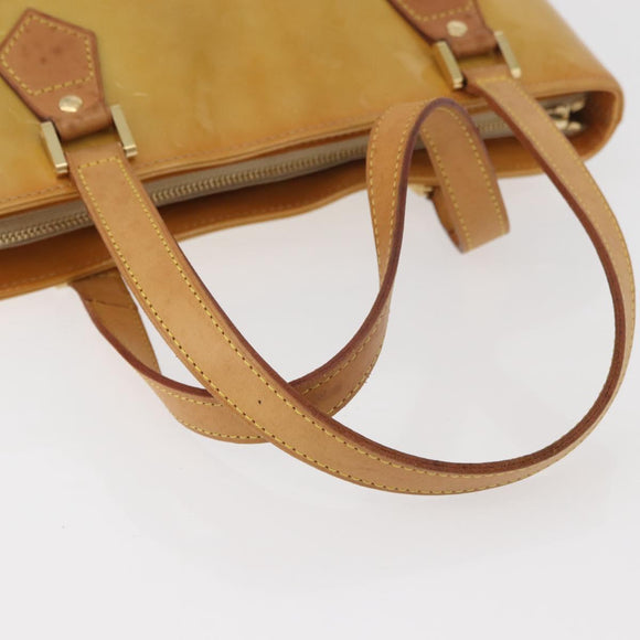 LOUIS VUITTON Monogram Vernis Houston Hand Bag Beige M91004 LV Auth YKZ943