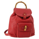 GUCCI Bamboo Backpack Leather Red Gold 003 1705 0030 Auth YKZ946-1