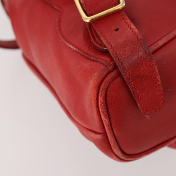 GUCCI Bamboo Backpack Leather Red Gold 003 1705 0030 Auth YKZ946