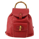 GUCCI Bamboo Backpack Leather Red Gold 003 1705 0030 Auth YKZ946-2