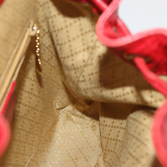 GUCCI Bamboo Backpack Leather Red Gold 003 1705 0030 Auth YKZ946