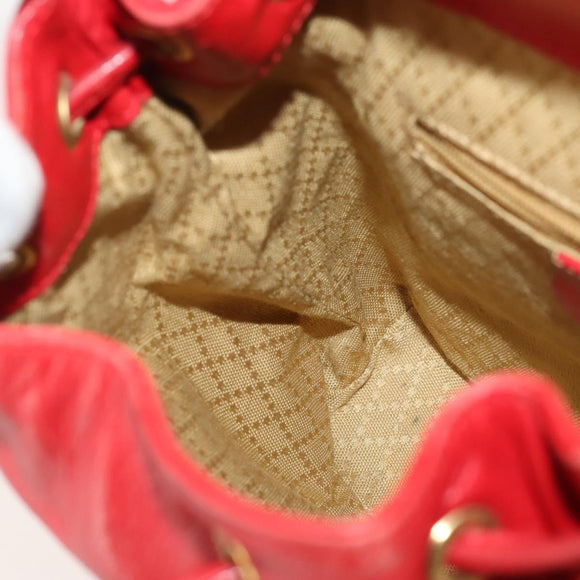 GUCCI Bamboo Backpack Leather Red Gold 003 1705 0030 Auth YKZ946
