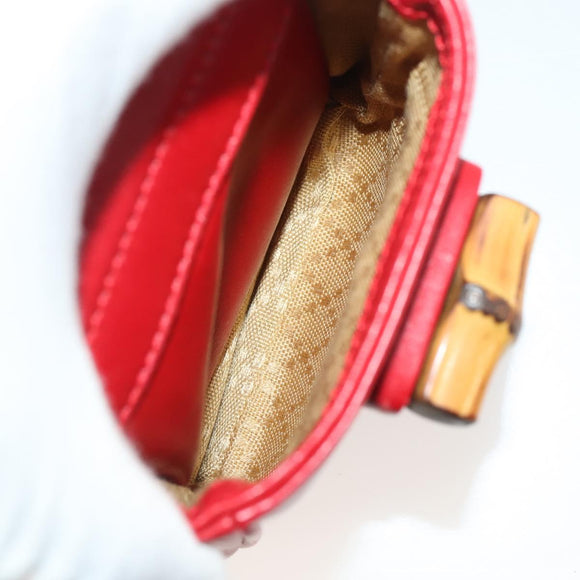 GUCCI Bamboo Backpack Leather Red Gold 003 1705 0030 Auth YKZ946