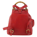 GUCCI Bamboo Backpack Leather Red Gold 003 1705 0030 Auth YKZ946-3