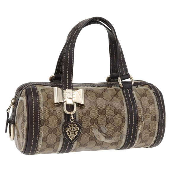 GUCCI GG Crystal Histeria Boston Bag Coated Canvas Beige Gold 181485 Auth YKZ948