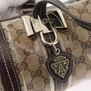 GUCCI GG Crystal Histeria Boston Bag Coated Canvas Beige Gold 181485 Auth YKZ948-17