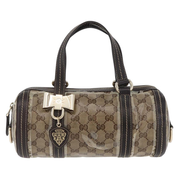 GUCCI GG Crystal Histeria Boston Bag Coated Canvas Beige Gold 181485 Auth YKZ948