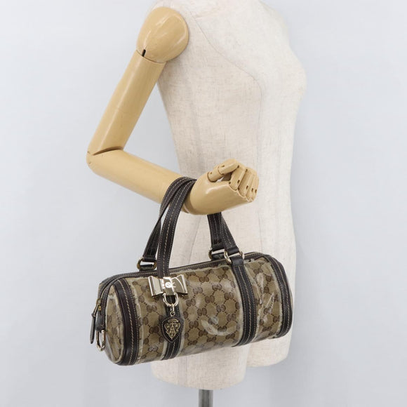 GUCCI GG Crystal Histeria Boston Bag Coated Canvas Beige Gold 181485 Auth YKZ948