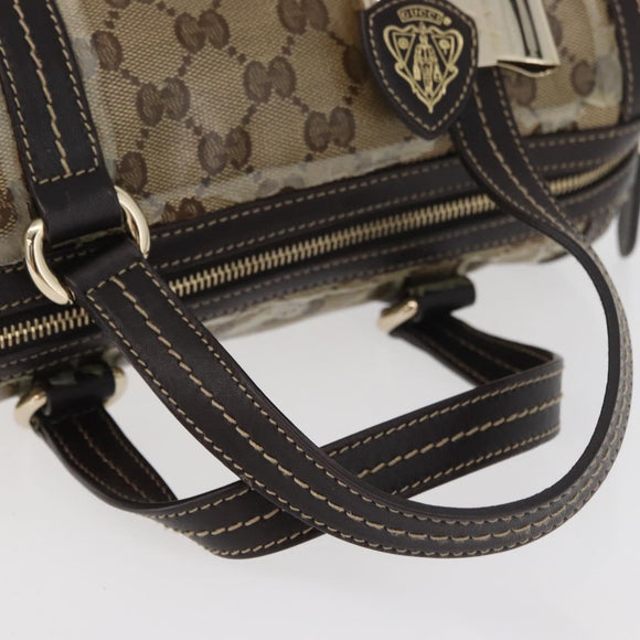 GUCCI GG Crystal Histeria Boston Bag Coated Canvas Beige Gold 181485 Auth YKZ948