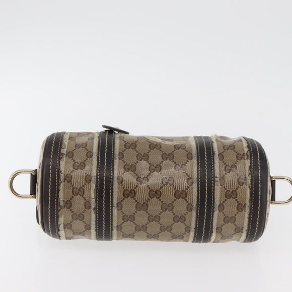 GUCCI GG Crystal Histeria Boston Bag Coated Canvas Beige Gold 181485 Auth YKZ948