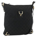 GUCCI GG Canvas Abbey Shoulder Bag Black Gold 131326 Auth YKZ949-1