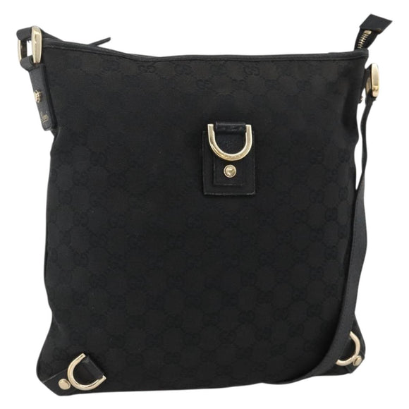 GUCCI GG Canvas Abbey Shoulder Bag Black Gold 131326 Auth YKZ949