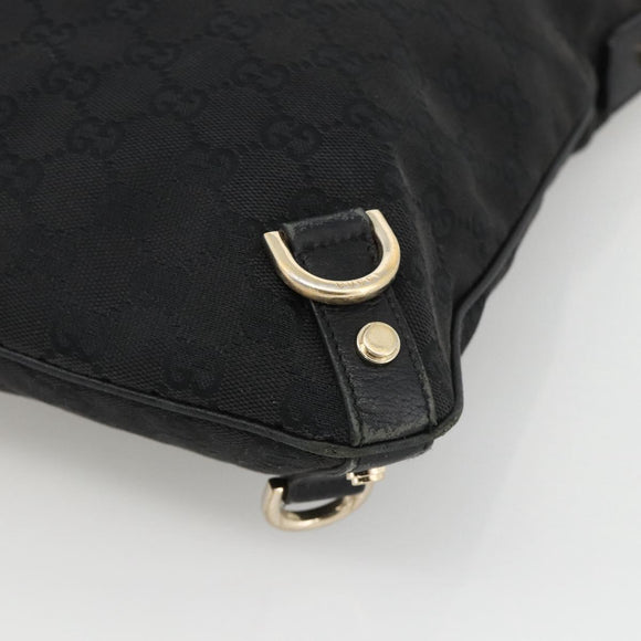 GUCCI GG Canvas Abbey Shoulder Bag Black Gold 131326 Auth YKZ949
