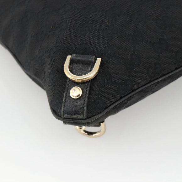 GUCCI GG Canvas Abbey Shoulder Bag Black Gold 131326 Auth YKZ949