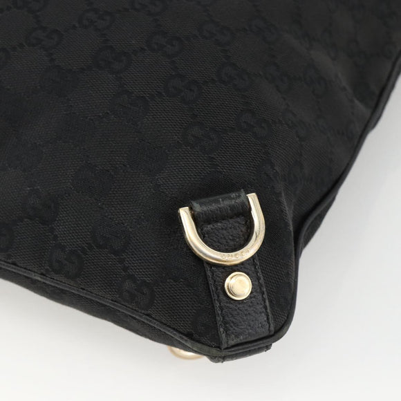 GUCCI GG Canvas Abbey Shoulder Bag Black Gold 131326 Auth YKZ949