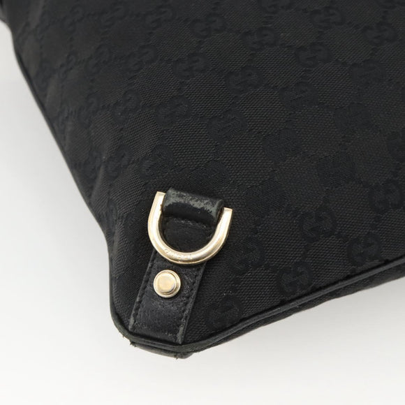 GUCCI GG Canvas Abbey Shoulder Bag Black Gold 131326 Auth YKZ949