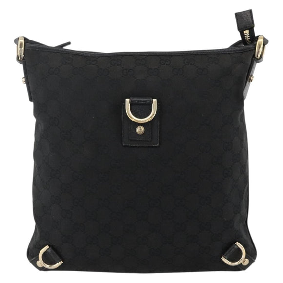 GUCCI GG Canvas Abbey Shoulder Bag Black Gold 131326 Auth YKZ949