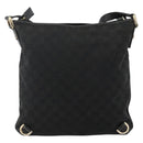GUCCI GG Canvas Abbey Shoulder Bag Black Gold 131326 Auth YKZ949-2