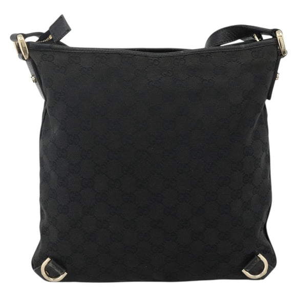 GUCCI GG Canvas Abbey Shoulder Bag Black Gold 131326 Auth YKZ949