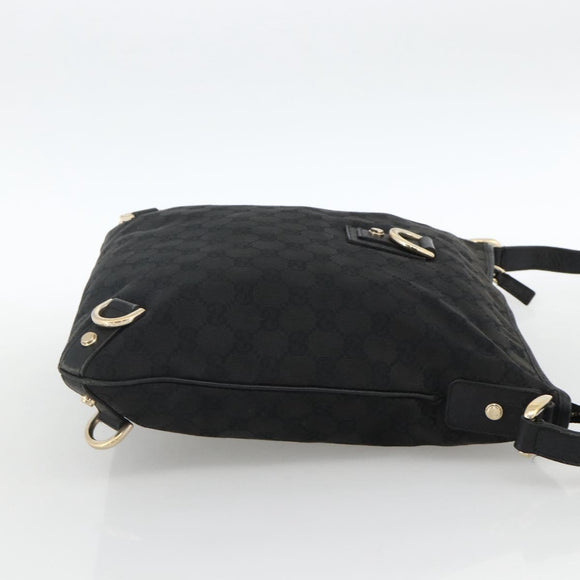 GUCCI GG Canvas Abbey Shoulder Bag Black Gold 131326 Auth YKZ949