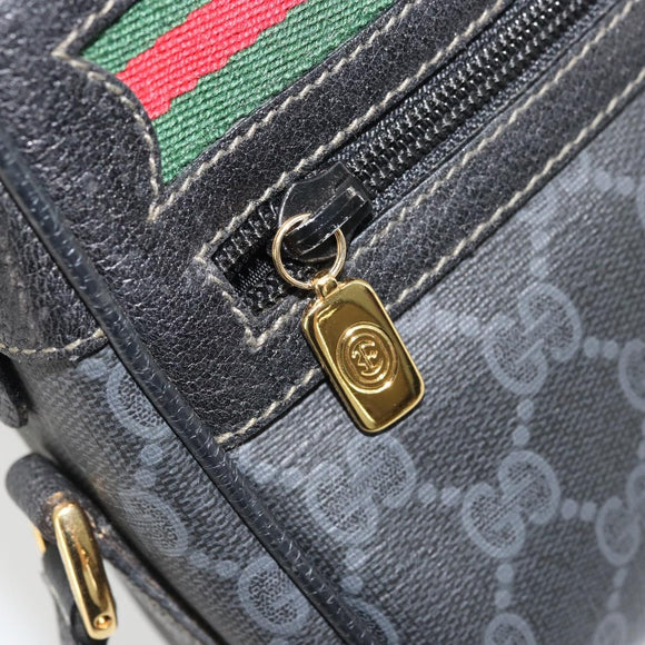 GUCCI GG Supreme Web Sherry Line Tasche PVC Schwarz Gold 119 02 087 Auth YKZ950