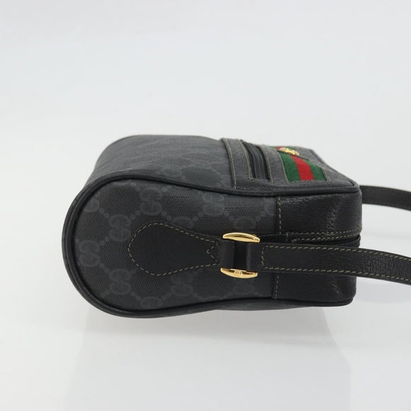 GUCCI GG Supreme Web Sherry Line Tasche PVC Schwarz Gold 119 02 087 Auth YKZ950