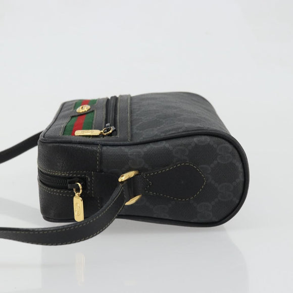 GUCCI GG Supreme Web Sherry Line Tasche PVC Schwarz Gold 119 02 087 Auth YKZ950