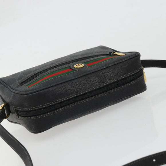 GUCCI GG Supreme Web Sherry Line Tasche PVC Schwarz Gold 119 02 087 Auth YKZ950