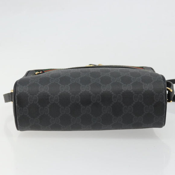 GUCCI GG Supreme Web Sherry Line Tasche PVC Schwarz Gold 119 02 087 Auth YKZ950