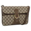 GUCCI GG Supreme Shoulder Bag PVC Beige Gold Auth YKZ952-1