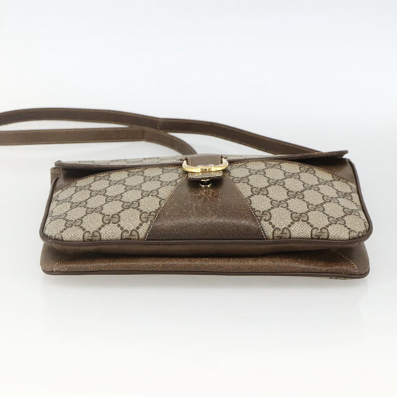 GUCCI GG Supreme Shoulder Bag PVC Beige Gold Auth YKZ952