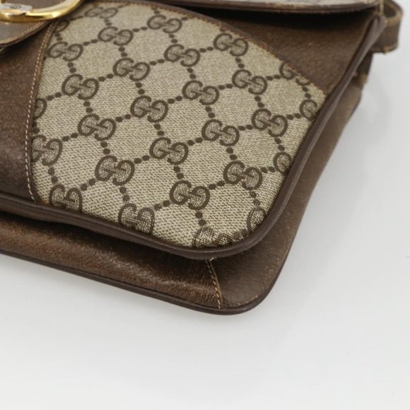 GUCCI GG Supreme Shoulder Bag PVC Beige Gold Auth YKZ952