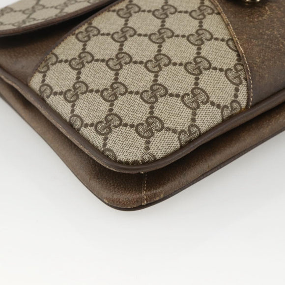 GUCCI GG Supreme Shoulder Bag PVC Beige Gold Auth YKZ952